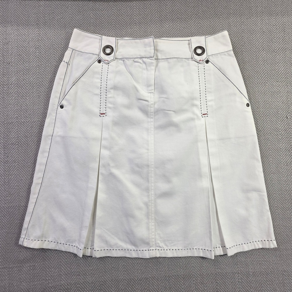Cabi 541 Nautical Regatta Deck Skirt White Contrast Stitch Grommet Pockets Sz 4